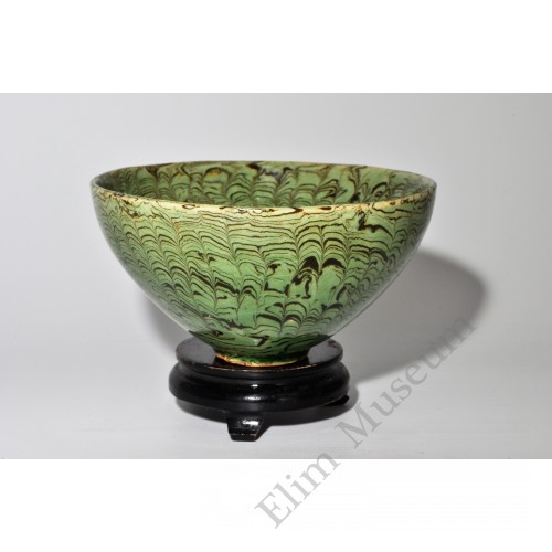 1779 A Tang Green Marble ( Jiaotai) Glazed Bowl         